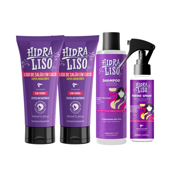 Hidraliso Progressiva Sem Formol – 2 Unidades + 1 Shampoo + 1 Termo Spray