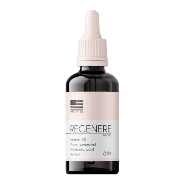 Regenere Drops – Suplemento Alimentar Natural com Vitamina K2, Ácido Hialurônico e Retinol em Gotas – 30ml
