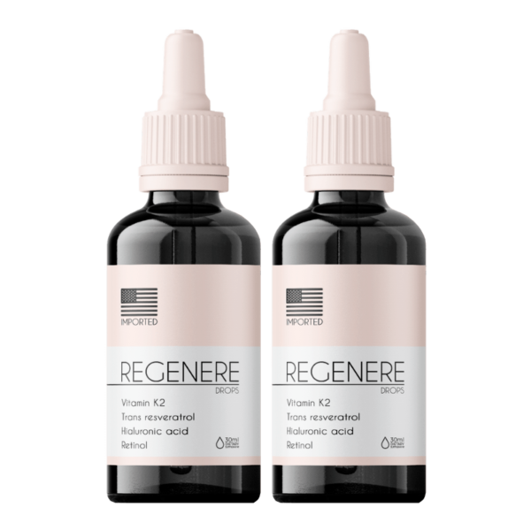Kit 2 Regenere Drops – Suplemento Alimentar Natural com Vitamina K2, Ácido Hialurônico e Retinol em Gotas – 30ml