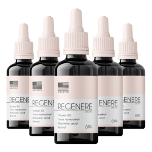 Kit 5 Regenere Drops – Suplemento Alimentar Natural com Vitamina K2, Ácido Hialurônico e Retinol em Gotas – 30ml