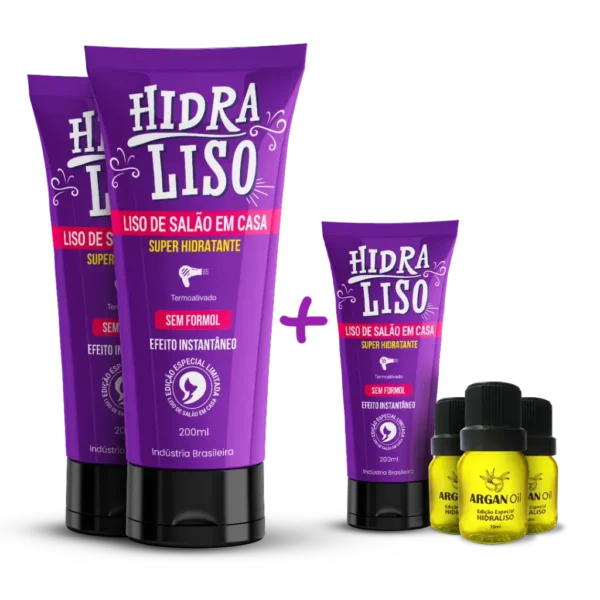 Hidraliso Progressiva Sem Formol – 3 Unidades + 3 Argan Oil